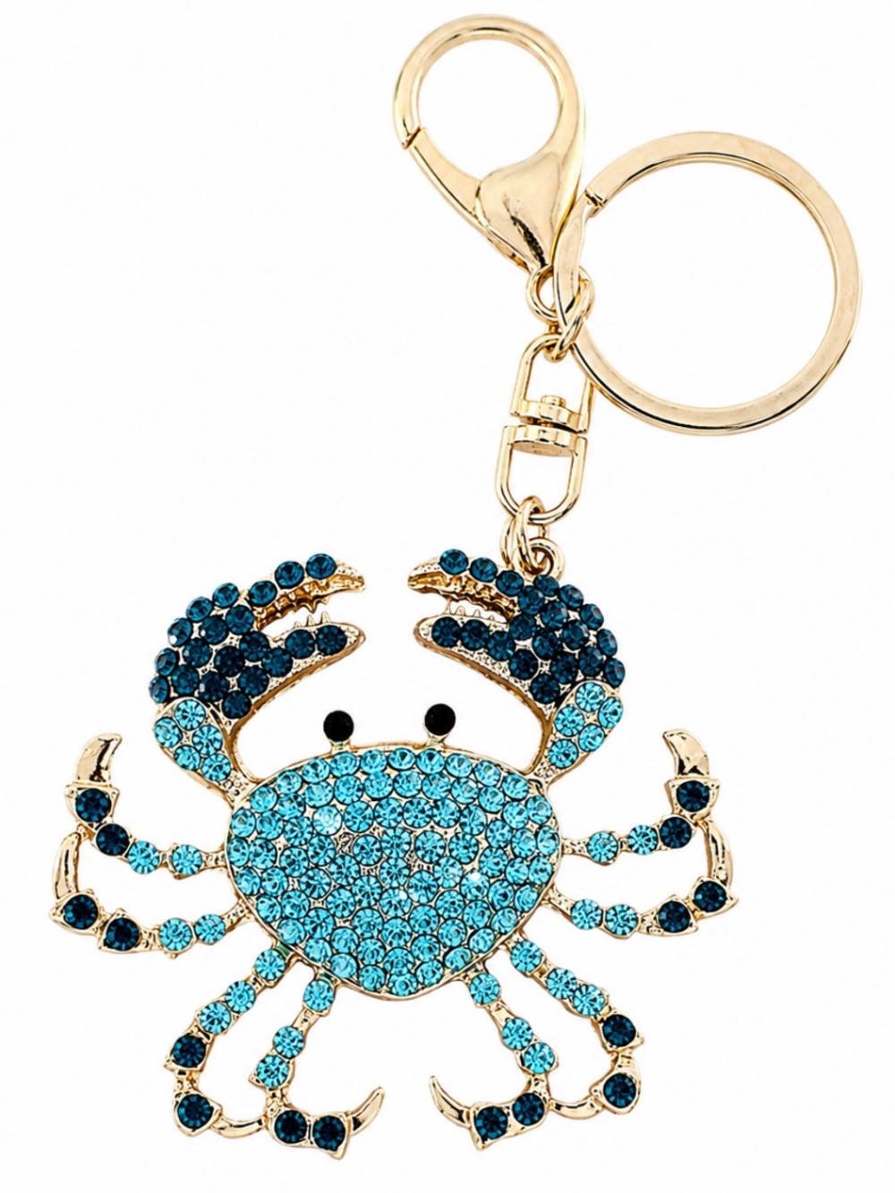 Crystal Crab Keychain Sparkling Beach Blue Gold Nautical Sea Purse Bag Bling New